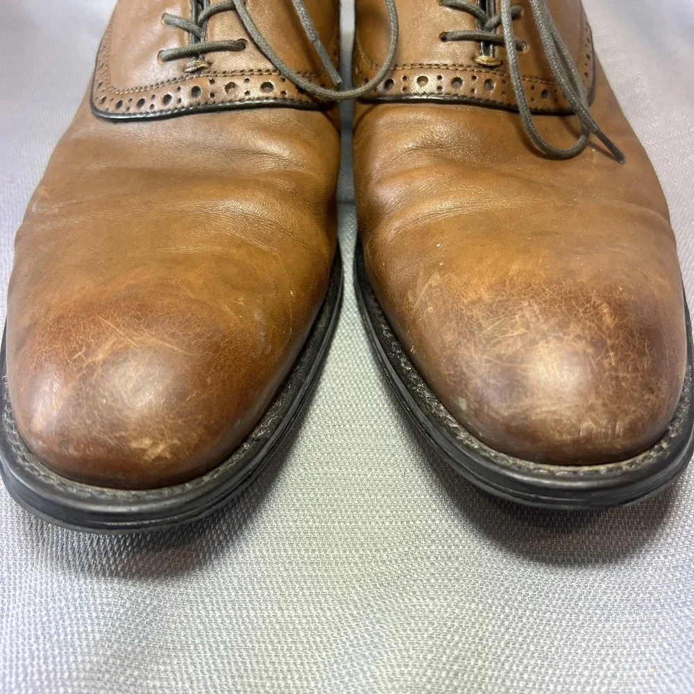 Aston Grey Collection Size 11.5 Men's Leather Oxford Lace Up Dress shoes - Brown